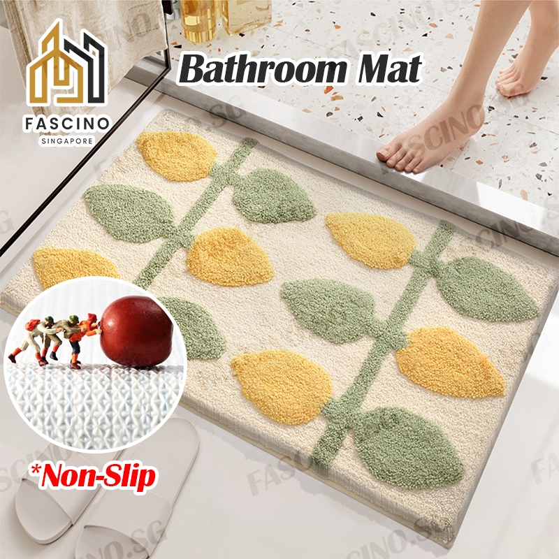 【SG】Anti Slip Bathroom Mat Floor Mats Shower Rug Pad Quick Dry Water ...