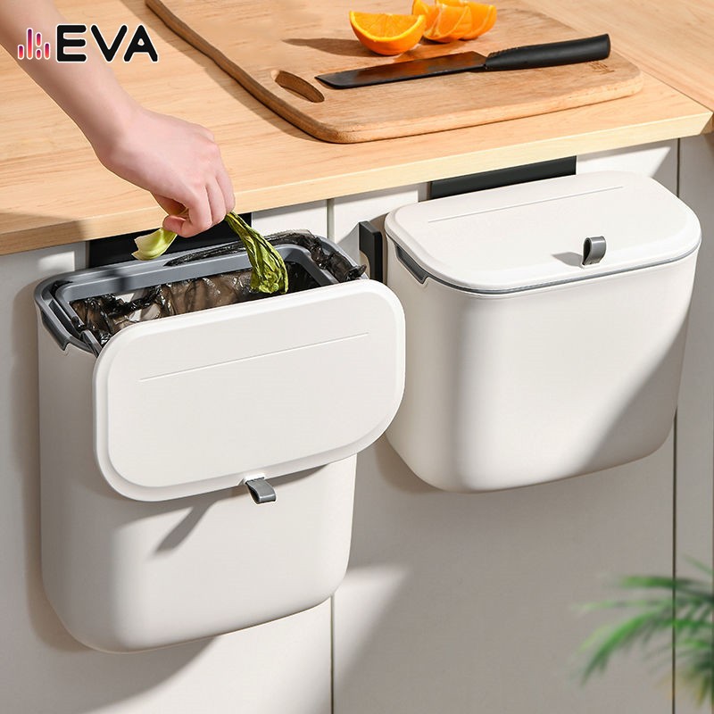 【EVA】Kitchen hanging dustbin 厨房壁挂垃圾桶 wall-mounted trash bin with lid 2 ...