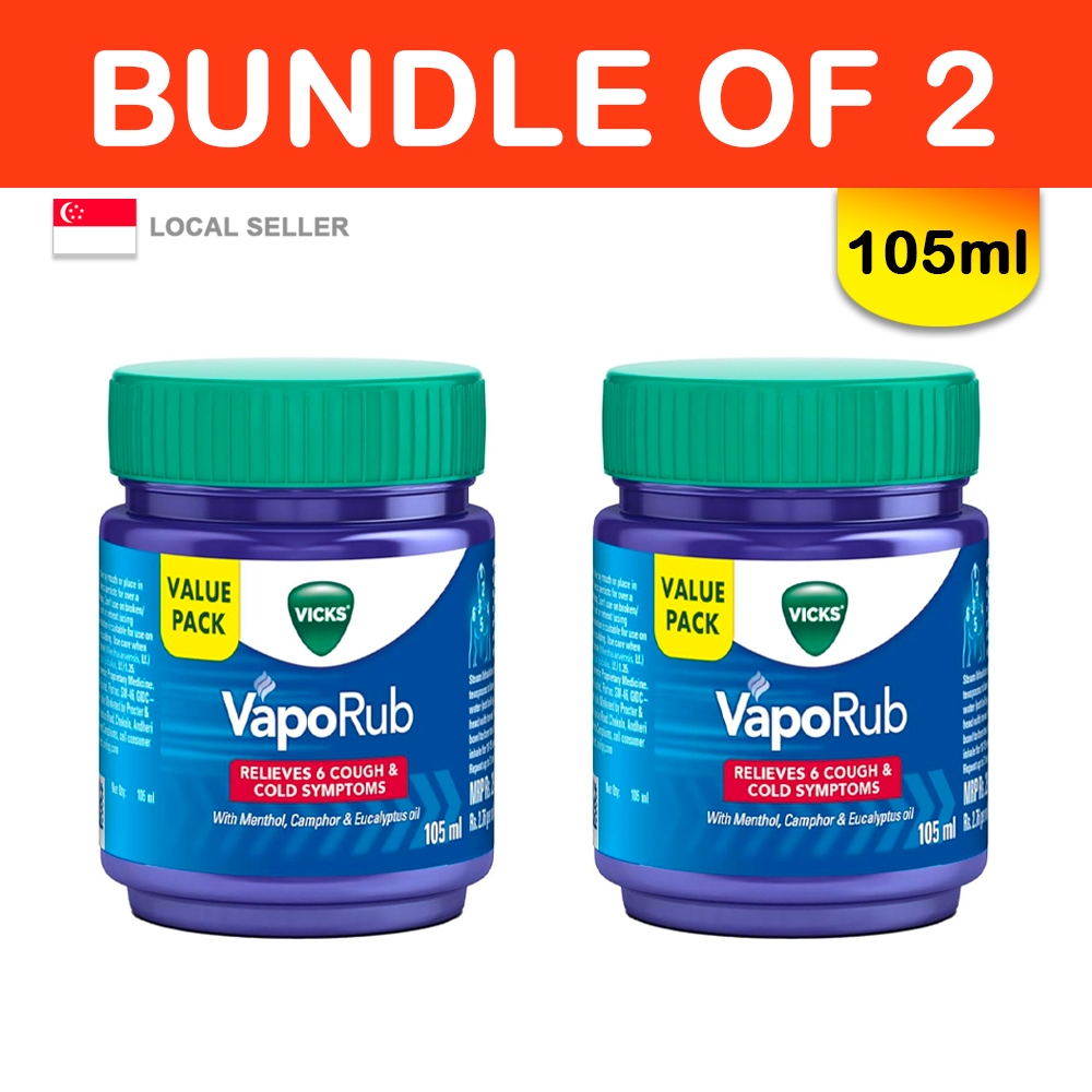 [Bundle Of 2] Vics VapoRub, Relieves 6 Cough & Cold Symptoms, With ...