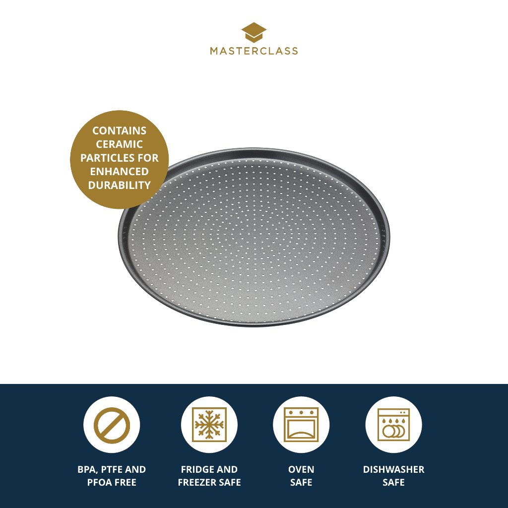 MasterClass Crusty Bake Pizza Tray , Pizza Pan for Oven with Perforated