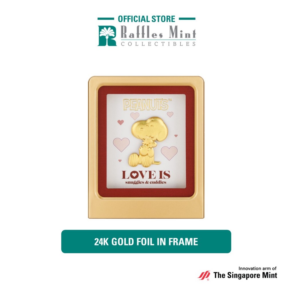 Peanuts Snoopy & Woodstock "Love is Snuggles & Cuddles" 24K Gold Foil ...