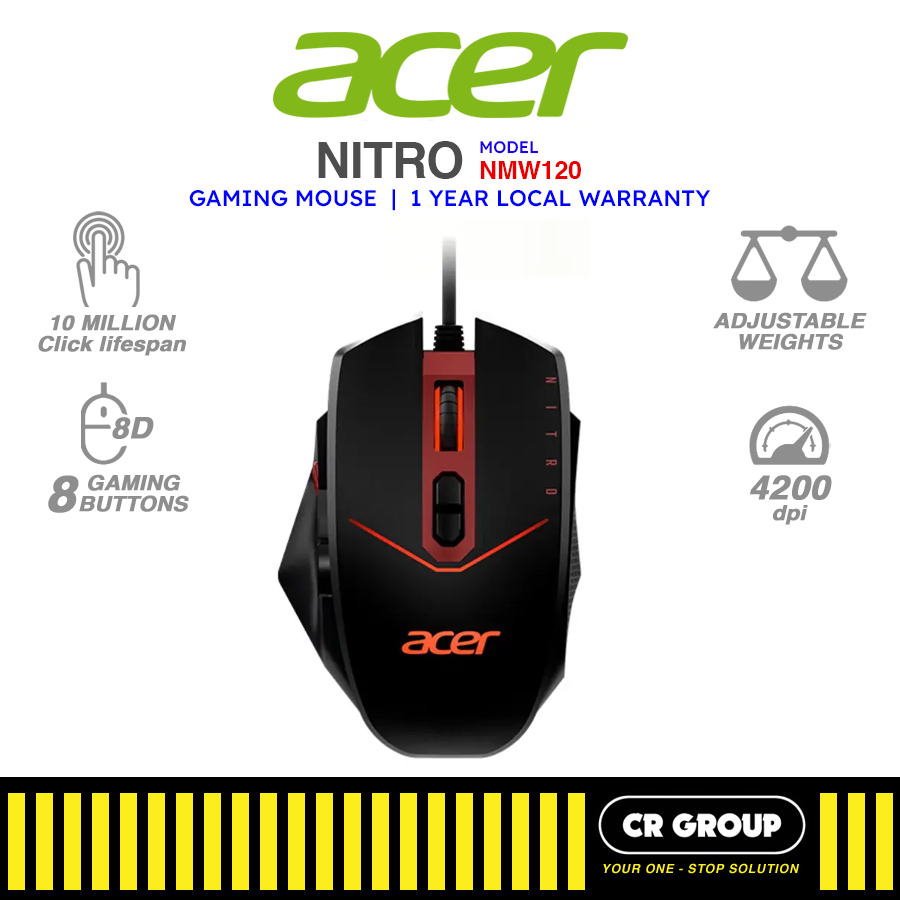 Acer Nitro Mouse - NMW120 - Ergonomics Wired Gaming Mouse - 10 Millions ...