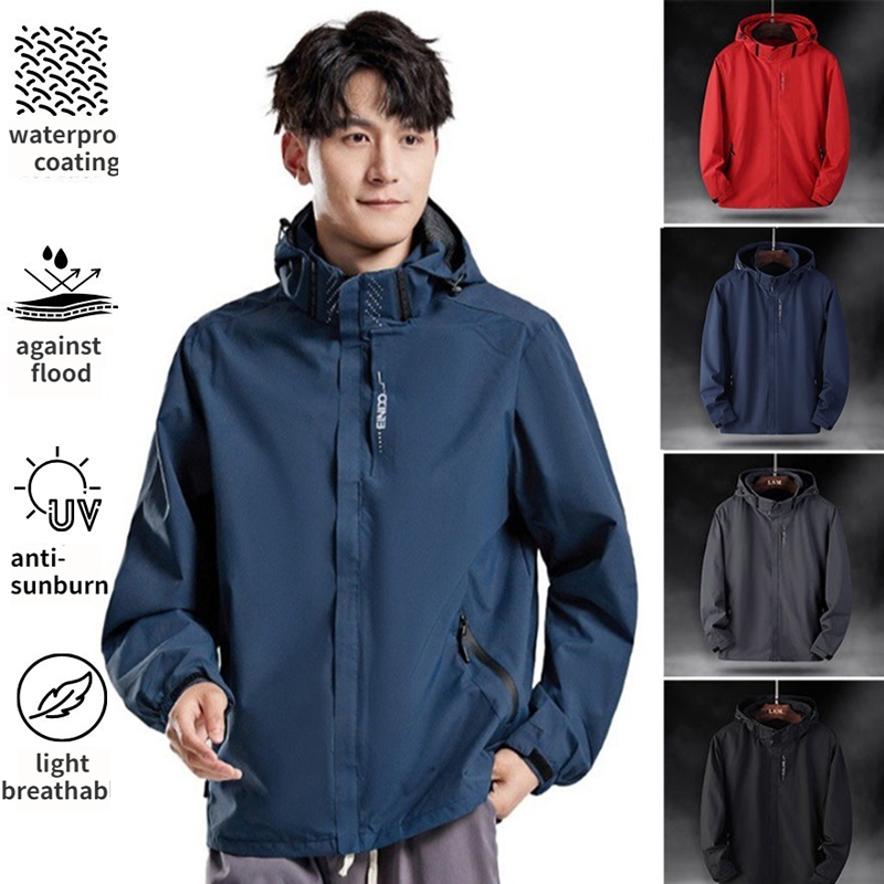 Men's Hooded Jacket Sports Casual Waterproof Breathable Women's Jogging ...