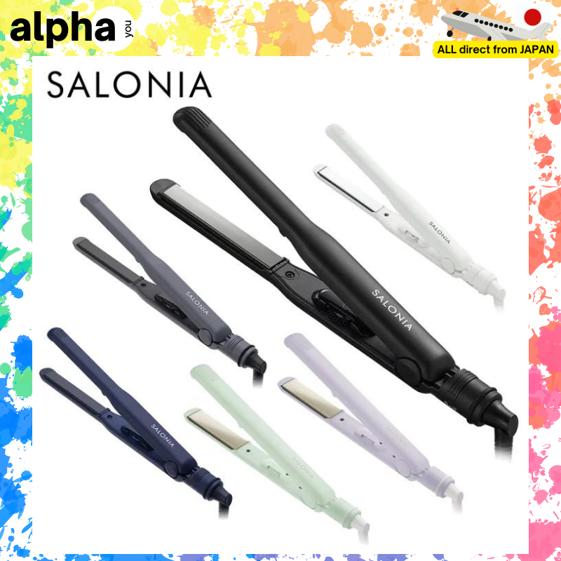 SALONIA Mini hair straightener Black White Lightweight Travel with heat resistant pouch portable and compact 100 230 BLACK BEIGE Celebrate Green Celebrate Purple GRAY WHITE NAVY Direct from Japan Shop...