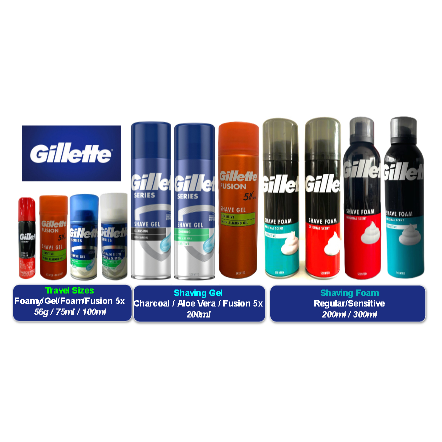 Gillette Shaving Gel / Foam / Foamy 56g / 75ml / 100ml / 200ml