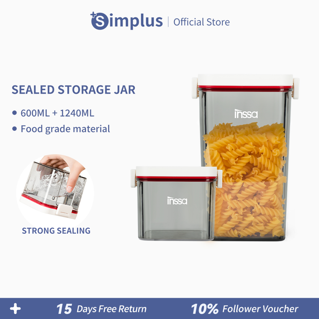Simplus Storage Box Container 2pc Sealed Plastic Silicone Seal Kitchen ...