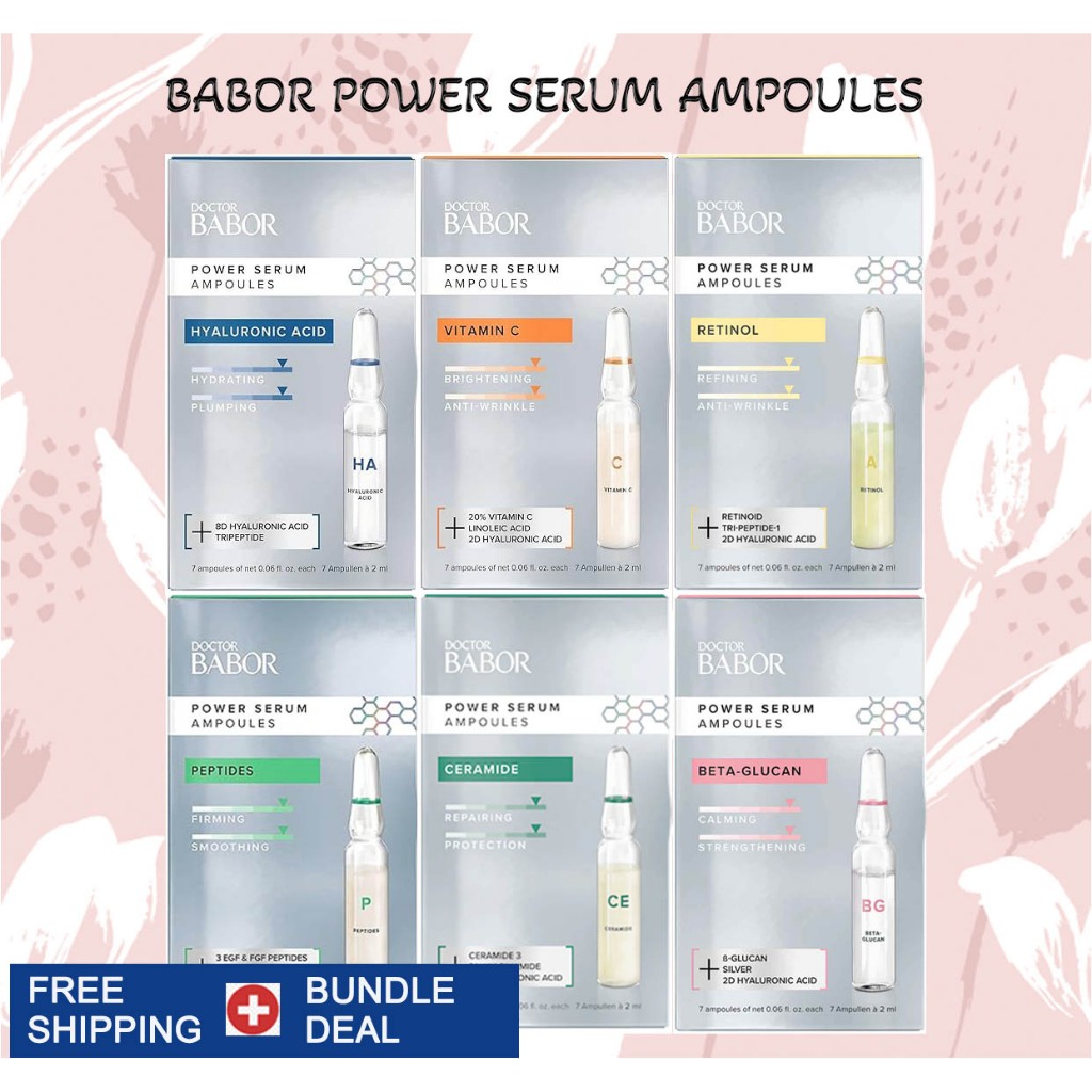 BABOR Power Serum Ampoules Hyaluronic Acid/Vitamin C/Peptides/Retinol/BetaGlucan/Ceramide