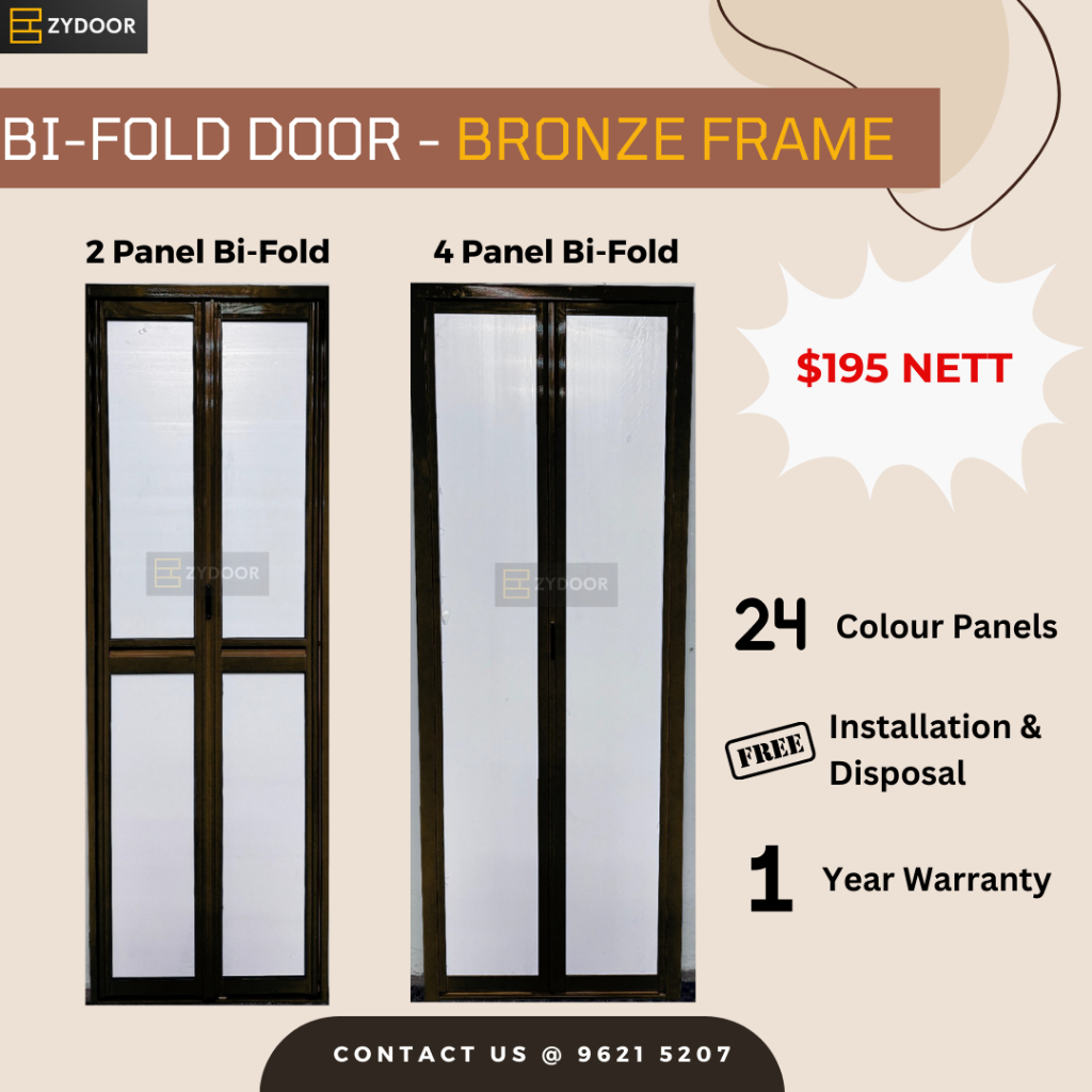 BiFold Toilet Door Bronze Frame (Toilet/Kitchen/Storeroom) | Shopee ...