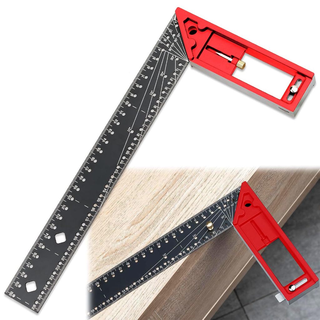 SZTLKHH Multi-Purpose Rafter Square Tool - Adjustable Carpentry Square Right Angle Ruler 6.2x6.2 Inch