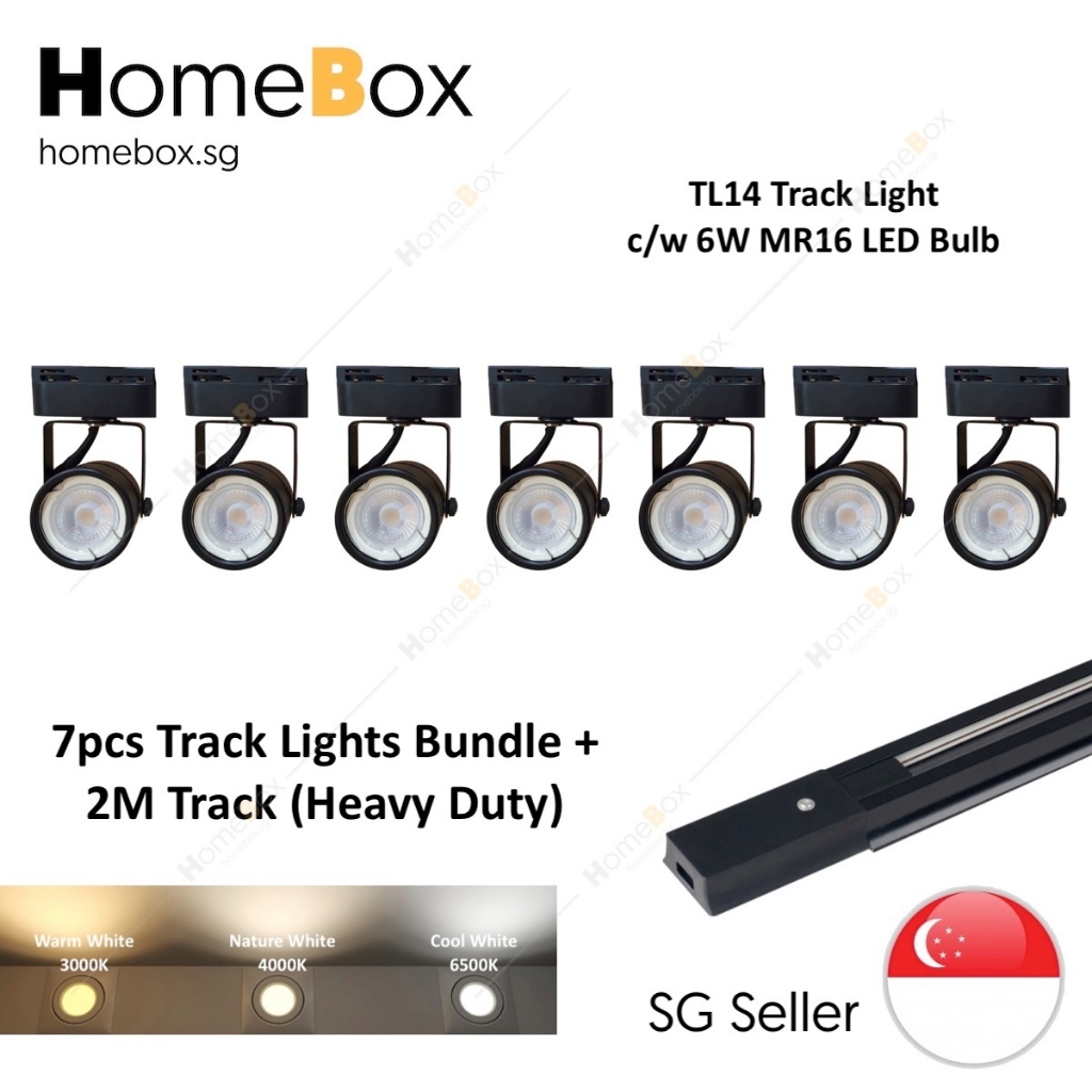 HomeBox 🇸🇬 [BUNDLE OF 7 +1] 7pcs LED Track Light + 2 Metre Track Rail ...