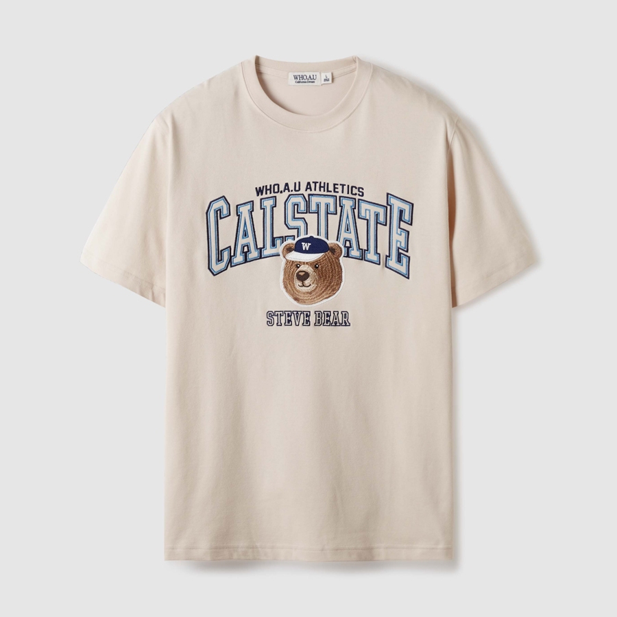 WHO.A.U] Steve Campus Patch T-shirt[B] | WHRPE2492U