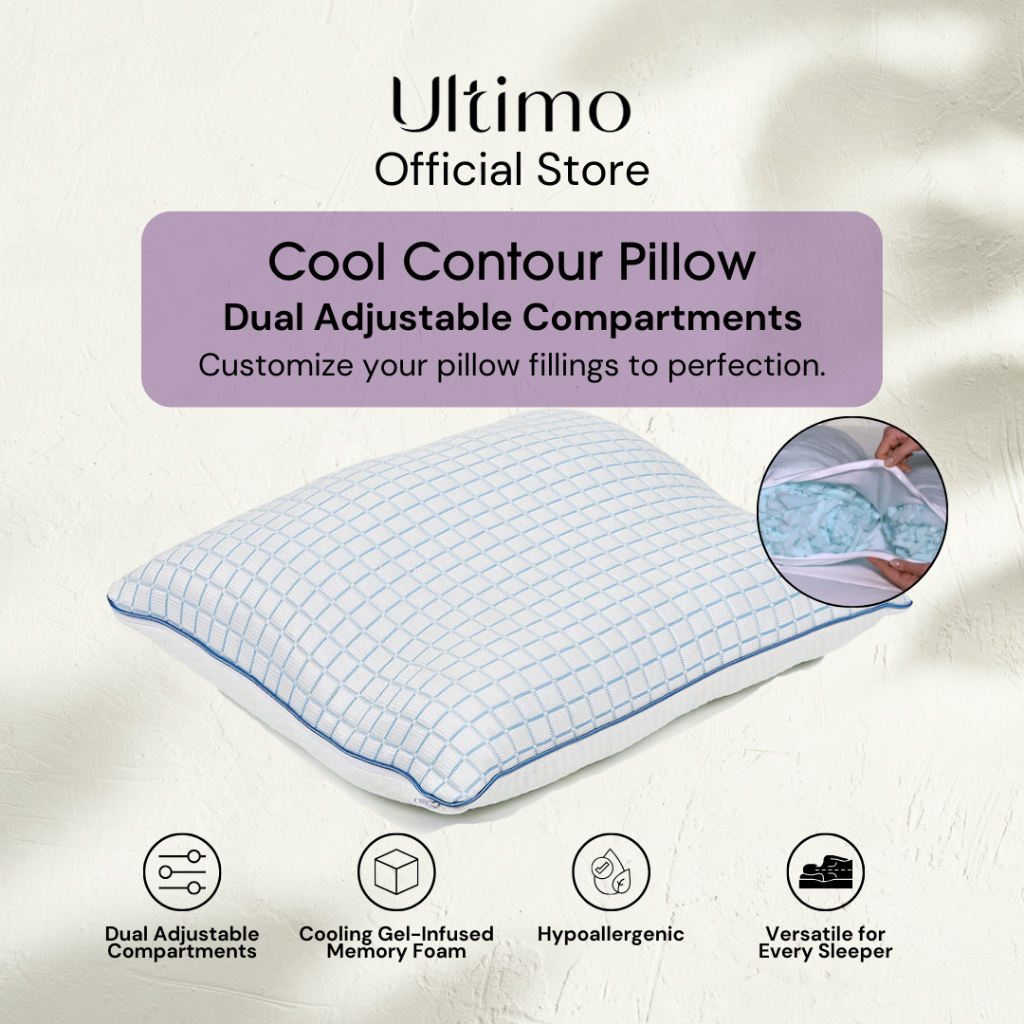 JML Official Ultimo Cool Contour Pillow Blue gel infused memory foam Ergonomic design Hypoallergenic Shopee Singapore