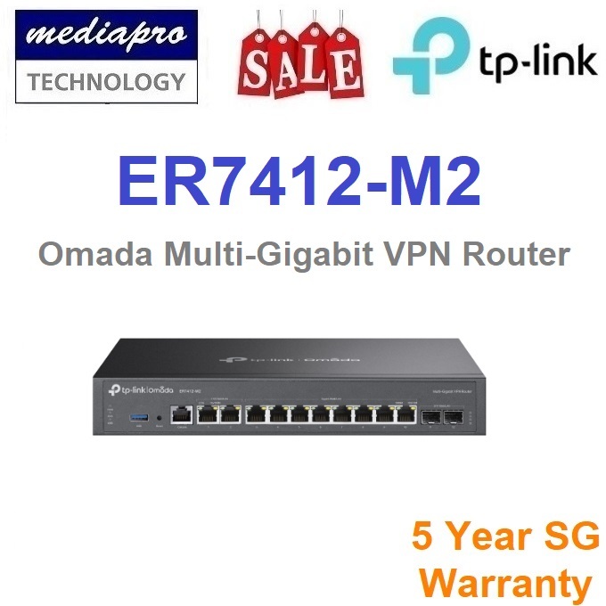 ER7412-M2 Omada Multi-Gigabit VPN Router, 2× 2.5G RJ45 WAN/LAN ports 10 ...