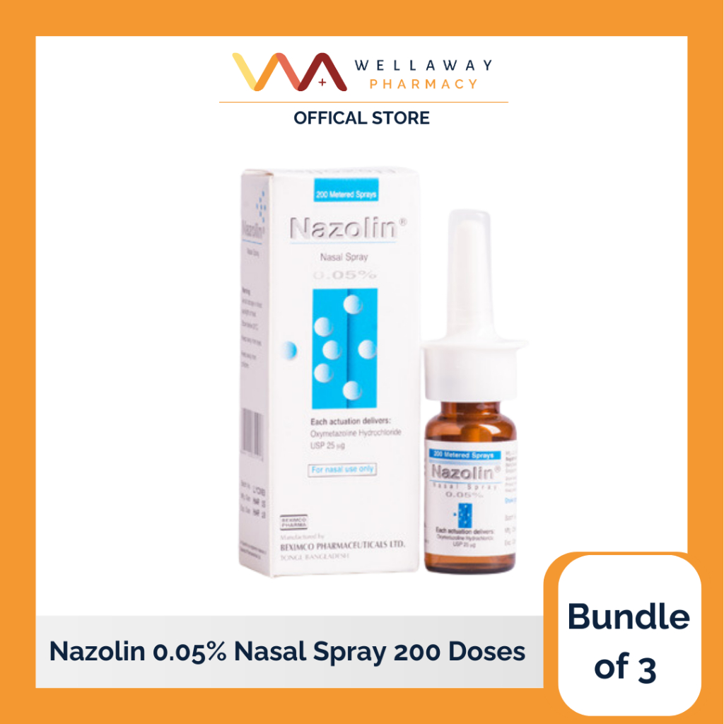 [BUNDLE OF 3] Nazolin 0.05% Nasal Spray 200 Doses [Nasal decongestant ...