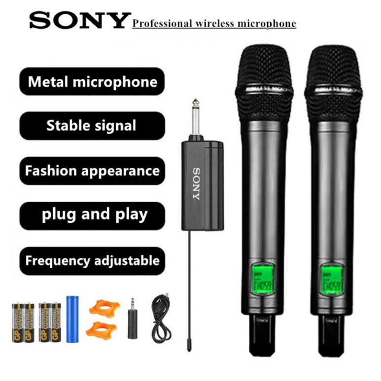 Wireless microphone SONY，UHF adjustable frequency，metal microphone ...