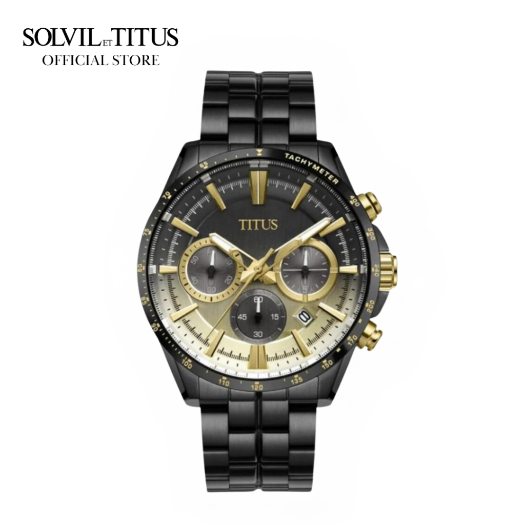 Solvil et Titus Saber Chronograph Quartz in Black to Gold Dial Stainless Steel Bracelet Men Watch W06 03327 005 Shopee Singapore