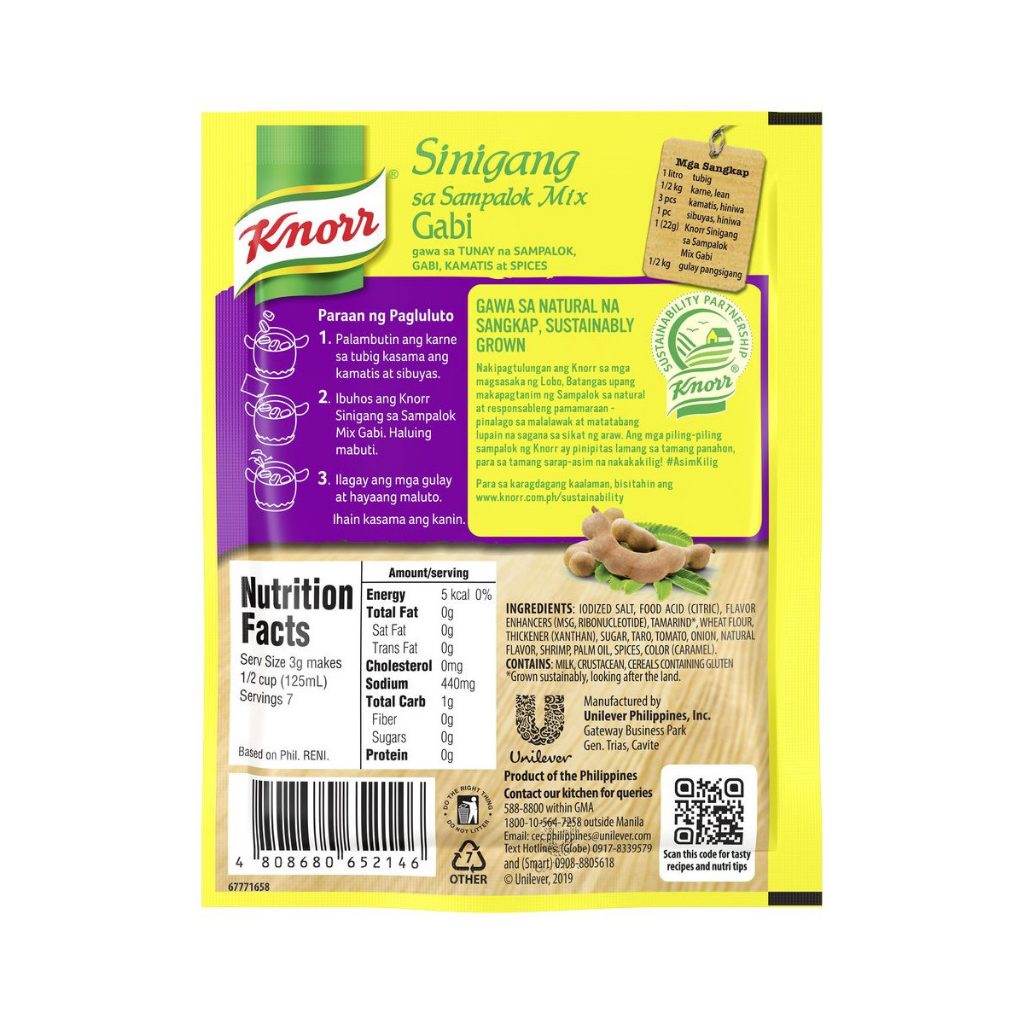 KNORR Sinigang Sa Sampalok Mix with Gabi (44g | 22g) [SG] | Shopee