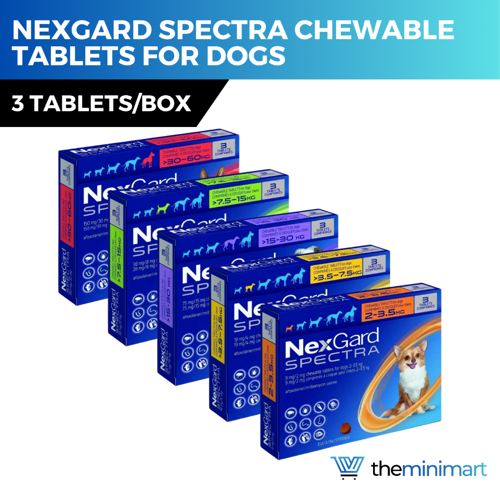 NexGard Spectra Chewable Tablets for Dogs 3 Tablets/Box All Breed Sizes ...