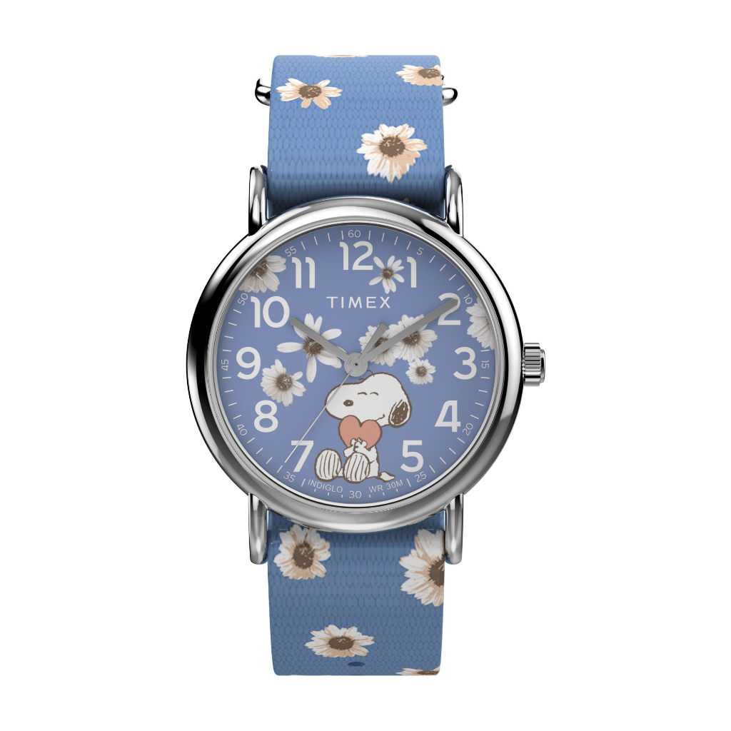 Timex Peanuts X Weekender Floral 38mm Silv Blue Floral Blue Fabric TW2W33300 Shopee Singapore