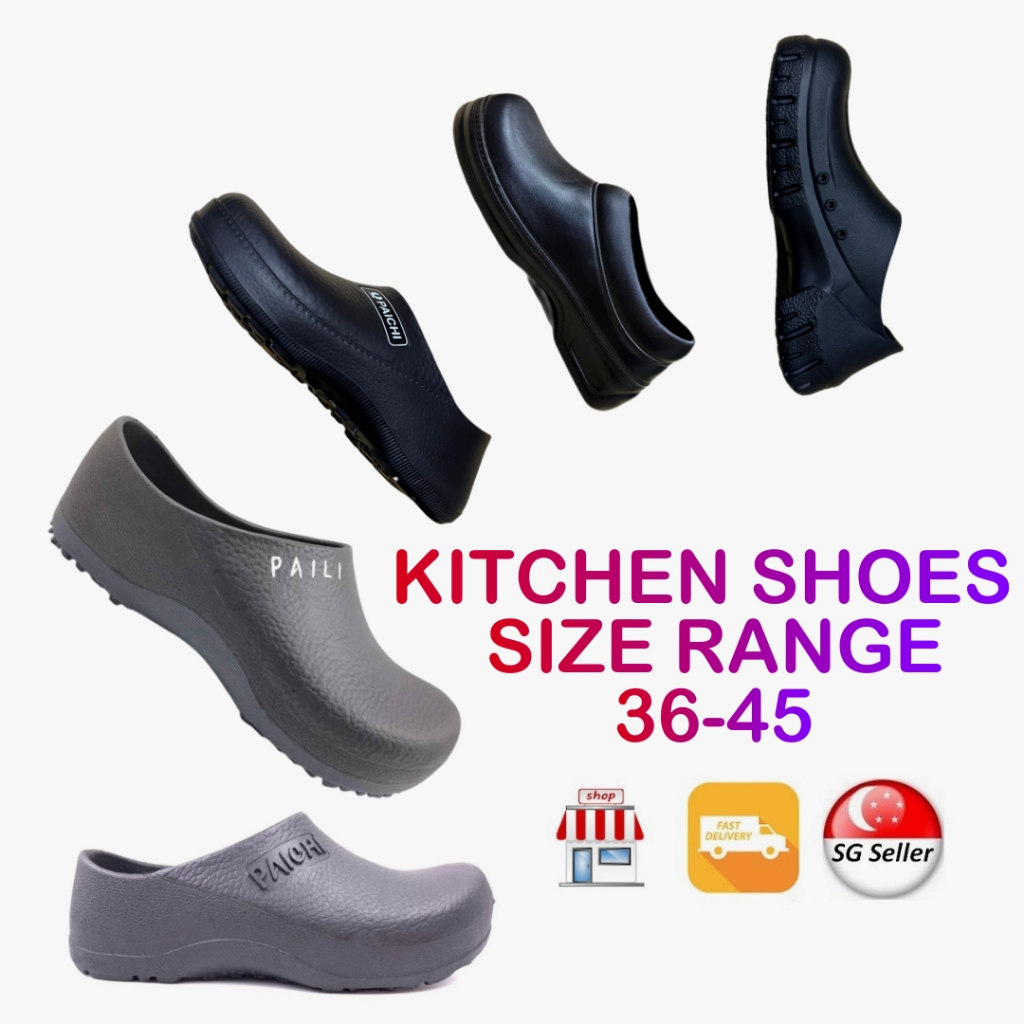 Kitchen Shoes Size Range 35 - 45 Unisex Anti-Slip Safety slippers black ...