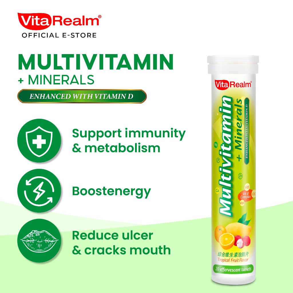 VitaRealm Multivitamin Effervescent Tablets 20s | Vitamin For Men And ...