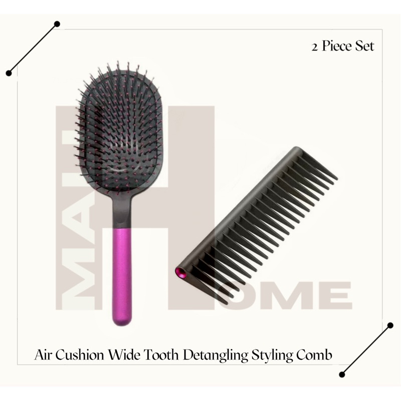 (Hot Sale) Air Cushion Wide Tooth Styling Detangling Brush | Comb Set ...