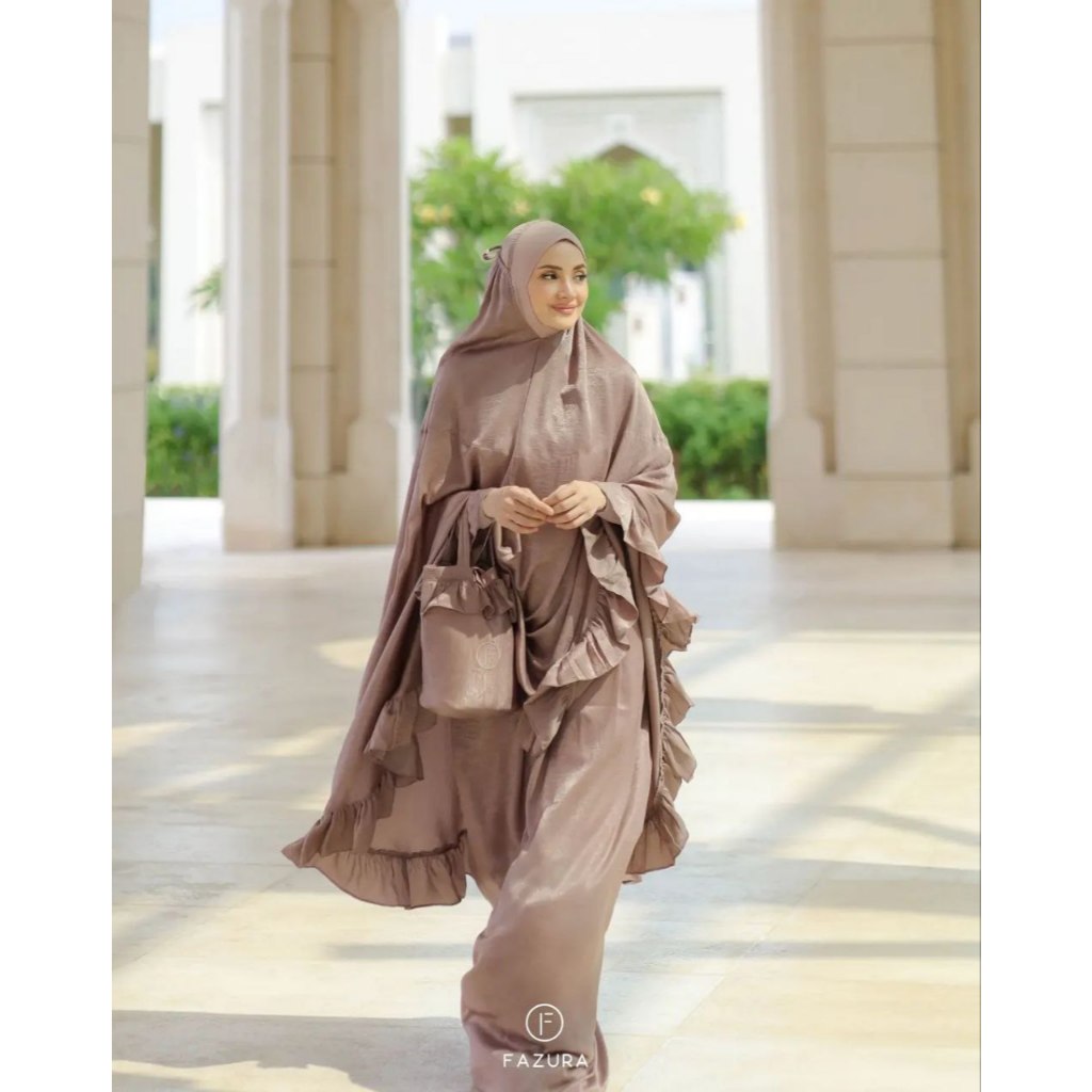 SG READY STOCK| Telekung Fazura Telekung Ruffles Satin Silk Tudung ...