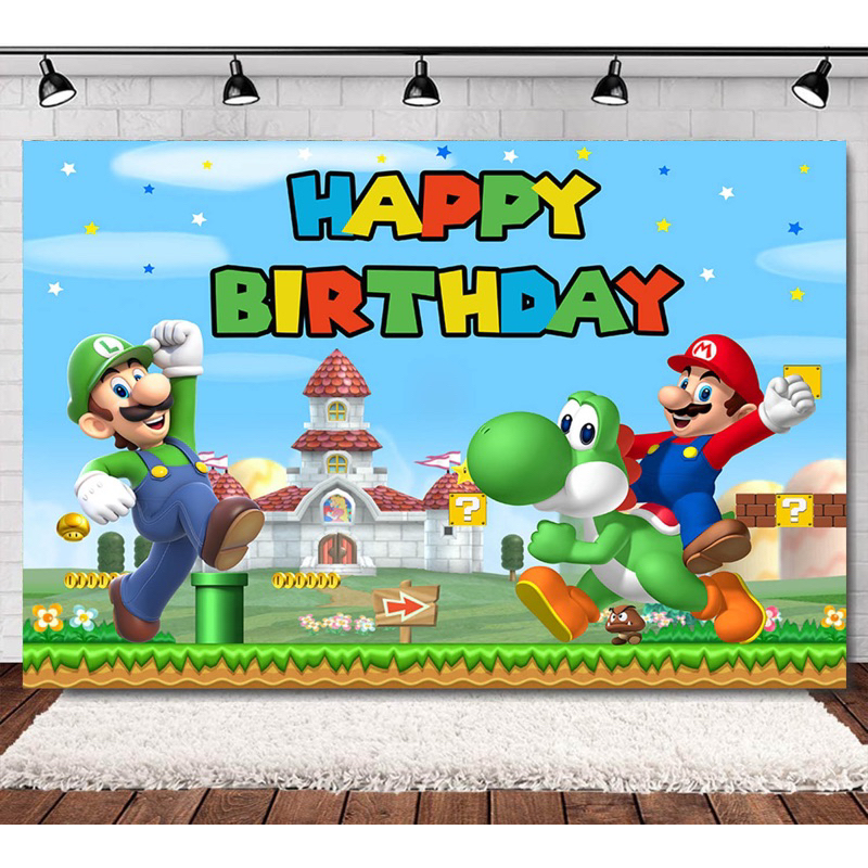 [SG Seller] 150x100xm Super Mario A Luigi Backdrop Kids Birthday Party ...