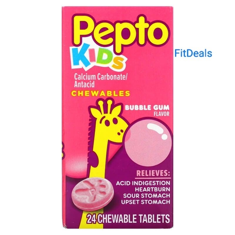 Pepto Bismol Kids Calcium Carbonate/Antacid Chewables Tablets (24 ...
