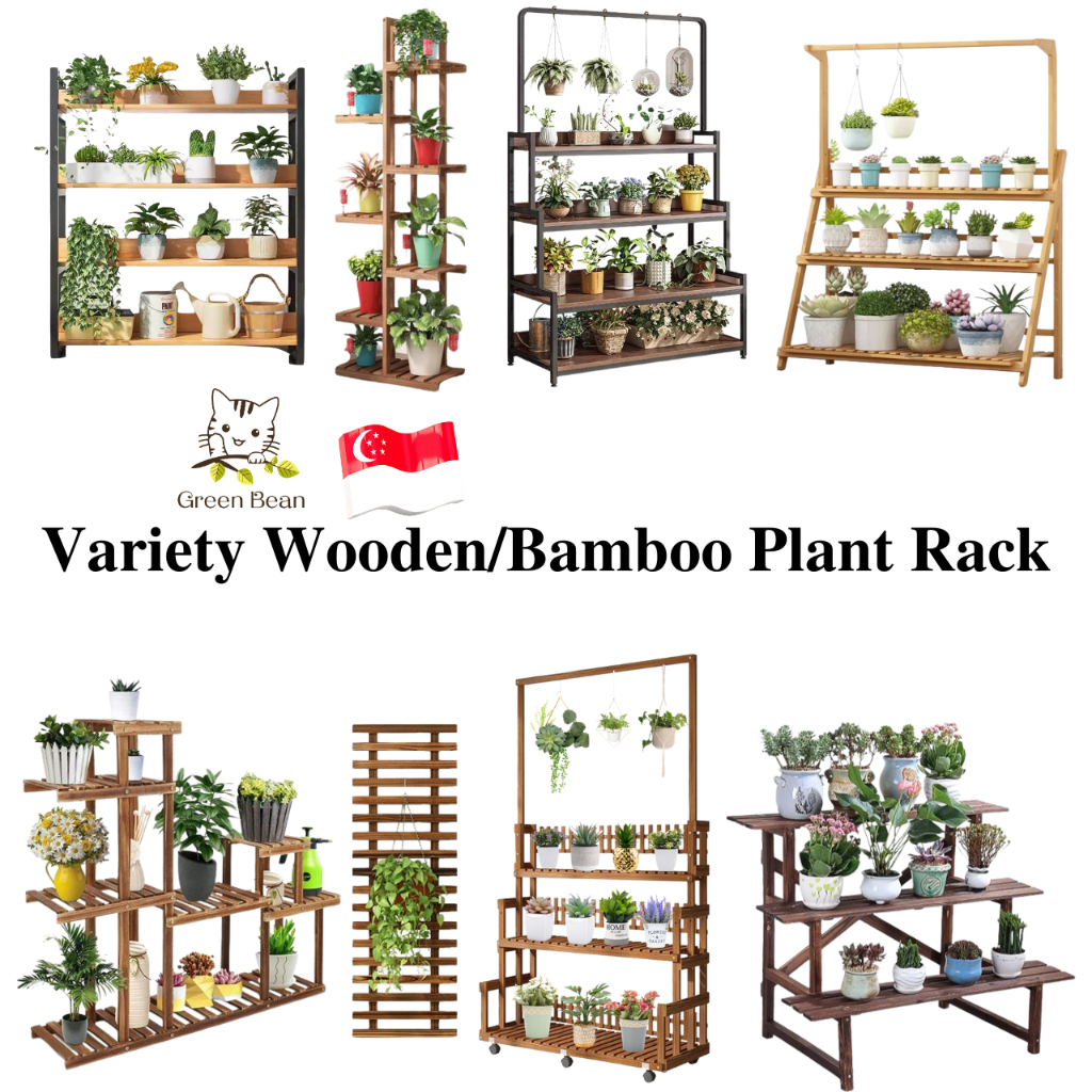 Plant Rack Plant Stand Wooden Plant Bamboo Rack Self Flower Rack For ...