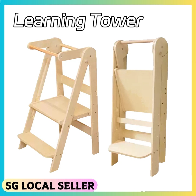 SG READY STOCK Montessori Toddler Learning Tower Foldable 3 Levels ...