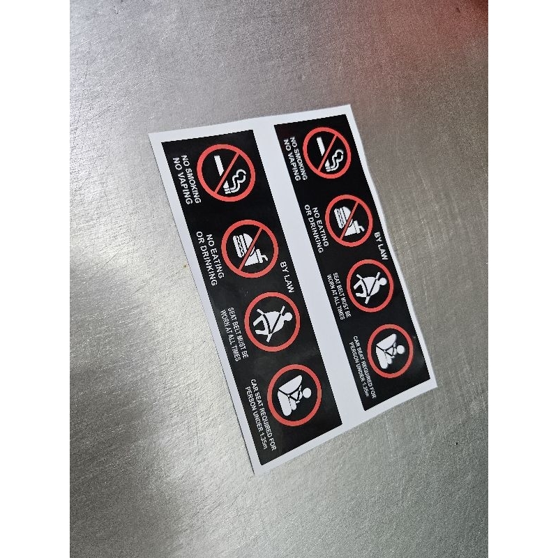 2 pieces phv or taxi warning sign waterproof vinyl stickers. black base ...