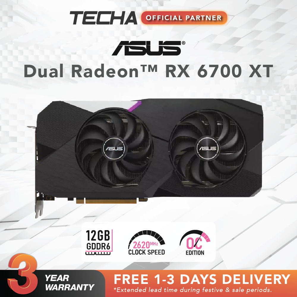 ASUS Dual Radeon RX 6700 XT OC Edition 12GB GDDR6 Graphics Card ...