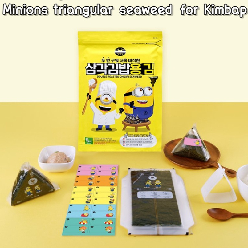 Minions Triangular Seaweed For Gimbap. Korean Triangle Kimbap Making ...