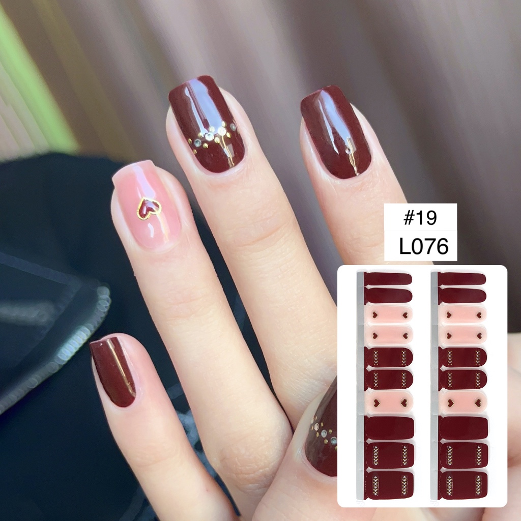 JOYME UV FREE Gel Nail 3D TECH Long Sticker Strips 20pcs Waterproof Manicure Fake Stick On Nails Art Press Stickers Shopee Singapore