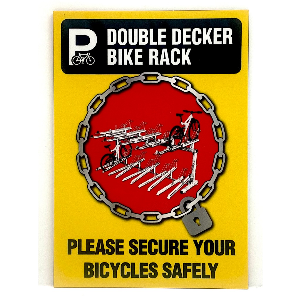 DOUBLE DECKER BIKE RACK SIGN/SIGNAGE | 148mm x 210mm | BICYCLE SIGN ...