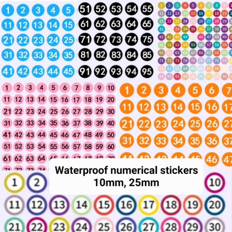 Waterproof 10mm 25mm numbers numerical dot stickers | Shopee Singapore