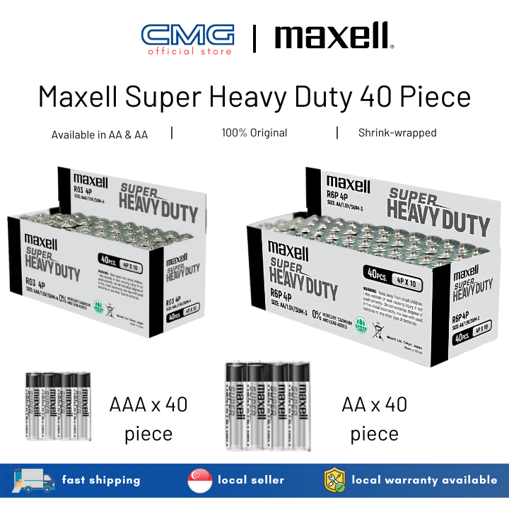Maxell Super Heavy Duty Zinc AA/ AAA Battery (40 pcs per box) Long ...