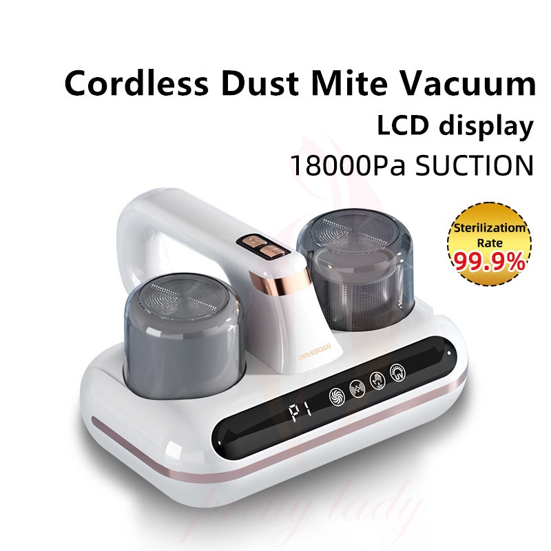Mattress Vacuum Cleaner Cordless Bed Vacuum With 16Kpa Suction 253.7nm UV-C Light, Ultrasonic Technology, HEPA Filtration, Built-in 4*2500