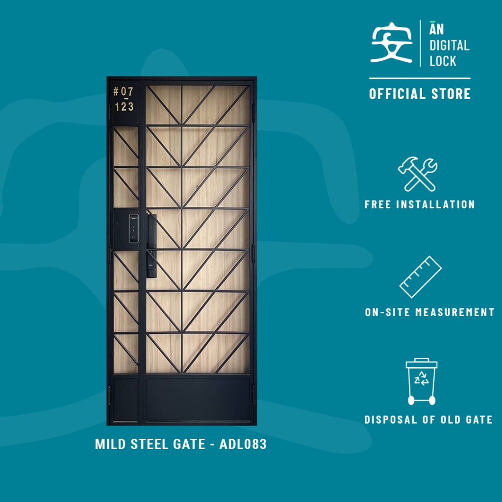 Mild Steel HDB Metal Gate (ADL083) | AN Digital Lock | Shopee Singapore