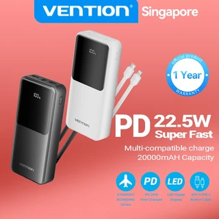 Vention Power Bank Fast charging digital display powerbank 20000mAh 10000mAh Portable Slim Charge Charger 22.5W