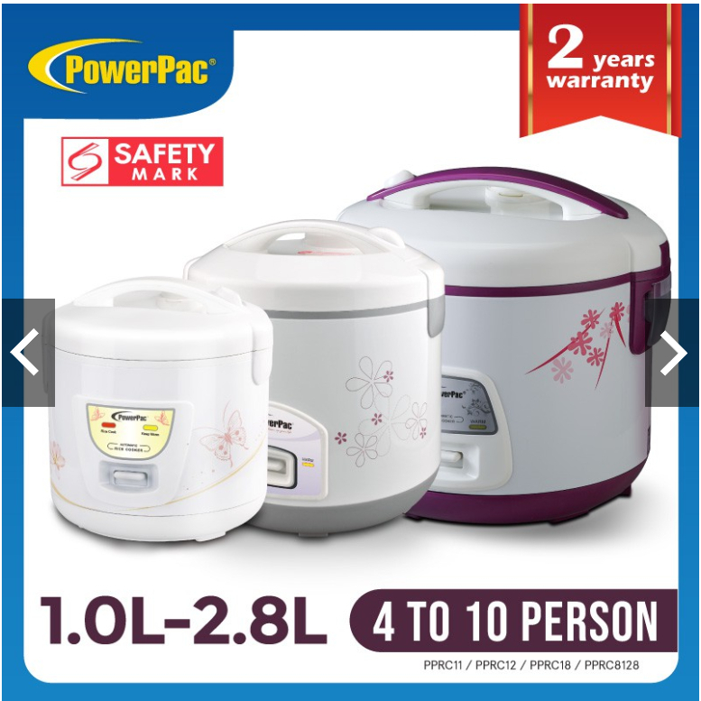 PowerPac Rice Cooker with Steamer 1.0L/1.2L/1.8L/2.8L (PPRC11/PPRC12 ...
