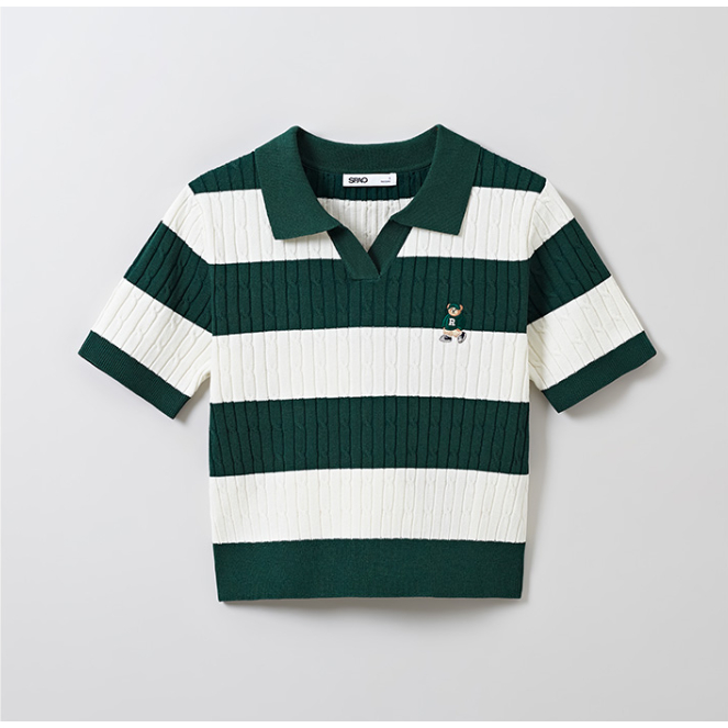 ●SPAO● Woody Cable Half-open Short-sleeved Knit SPKWF24G51 SPAO] Cable half-open short-sleeved knitwear (4 colors
