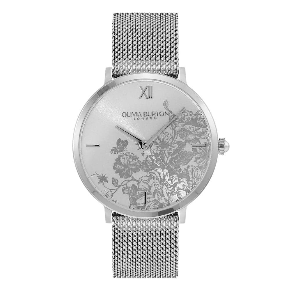 Olivia Burton Floral Blooms Silver Dial Milanese Strap Women Watch 24000115 Shopee Singapore