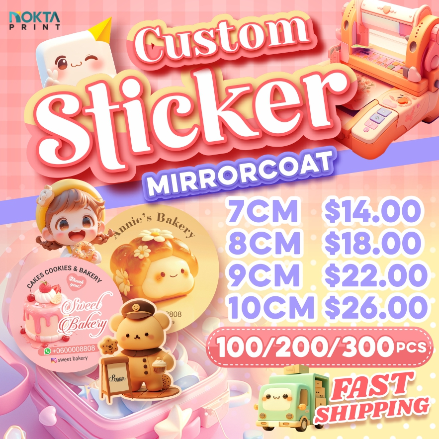 Custom Sticker Labels Printing | 7cm-10cm | Mirrorcoat Sticker | High ...