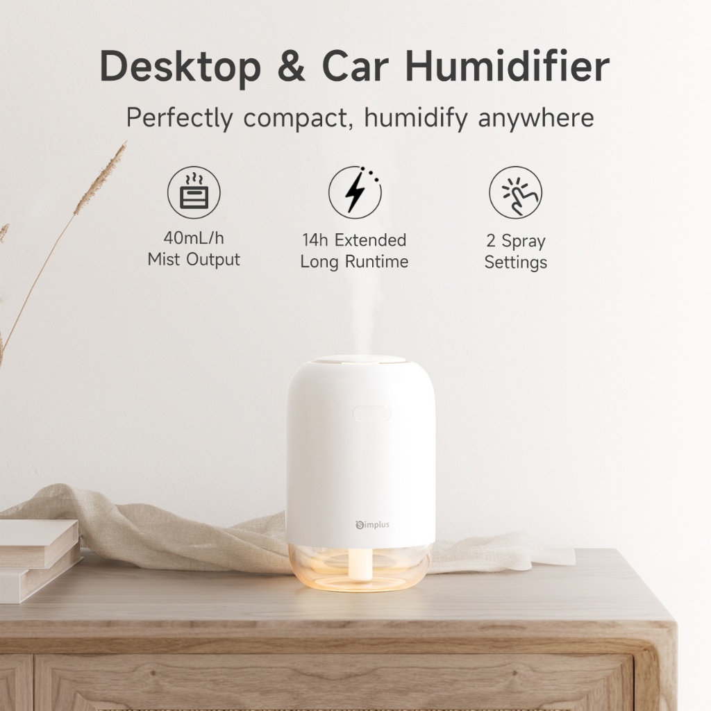 Simplus Humidifier丨250mL Capacity丨Car Desktop Use丨Type-C丨Wireless 丨14h ...