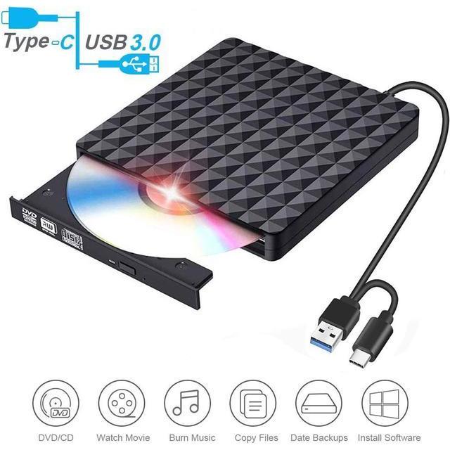 Portable External DVD/CD RW Drive Burner Writer (USB 3.0 and Type C ...