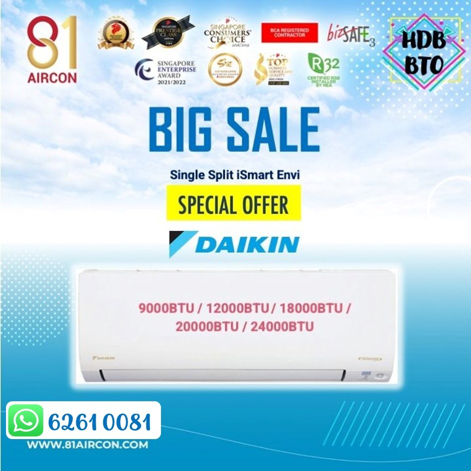 【DAIKIN】iSmart Envi System 1 / Single Split Aircon R32 | Shopee Singapore