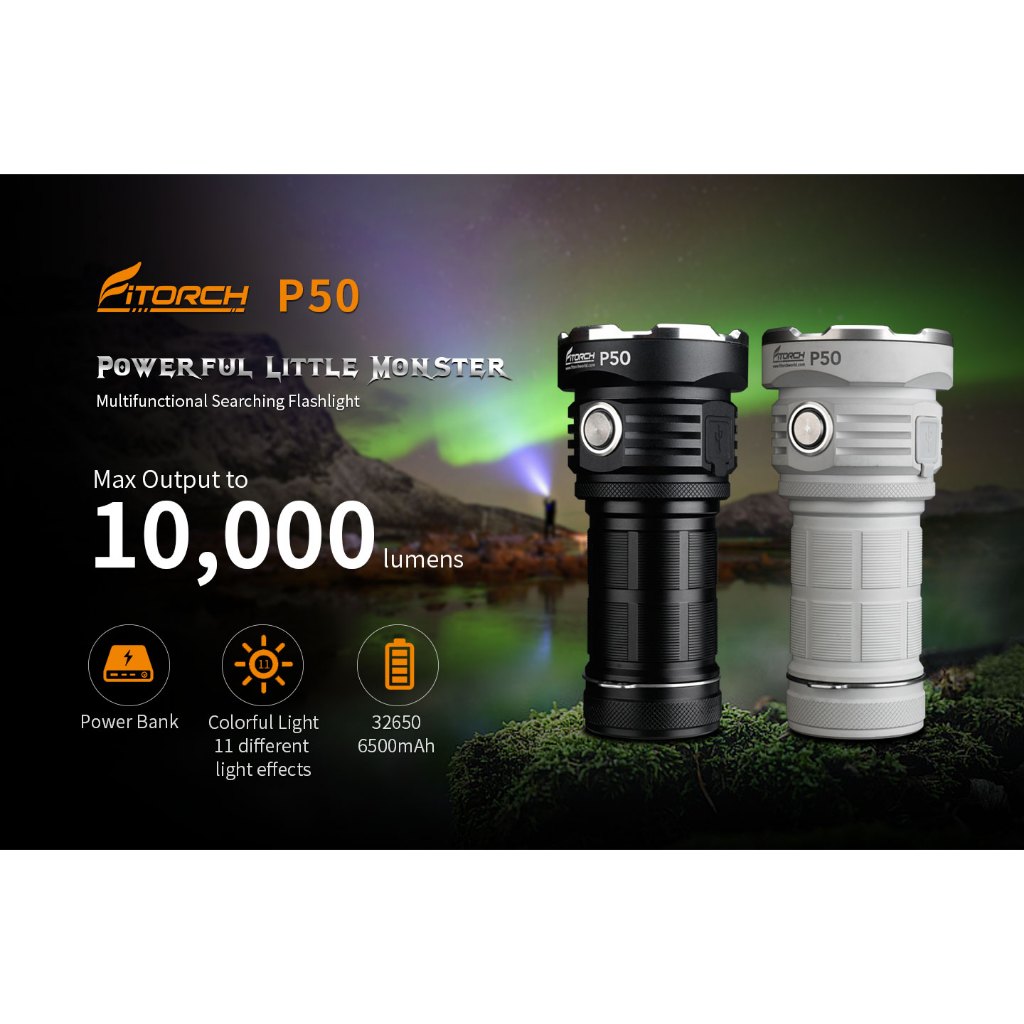 Fitorch P50 [10,000 Lumens] Compact Powerful Rechargeable Flashlight ...