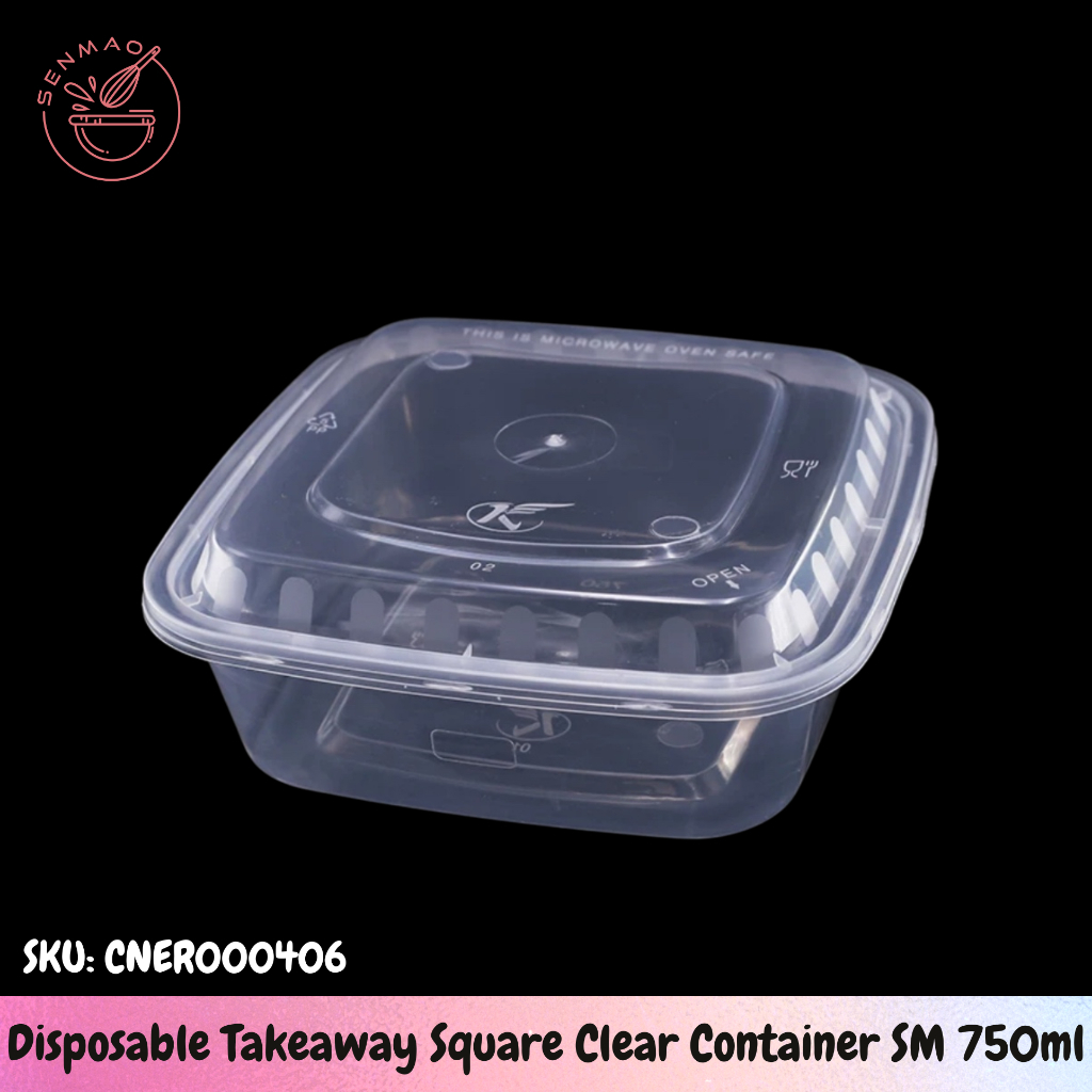 [SG Seller] 10pcs SM 750ml Clear Container Square /Take Away Food Box ...